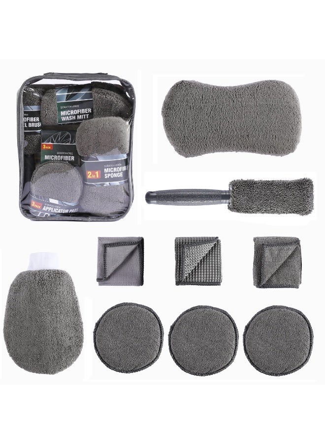 COYO Car Cleaning Tools Kit Car Detailing Set Tire Brush Polishing Towel Cloth Wash Sponge Microfiber Cleaning Mitt Towels Kit - Image 2